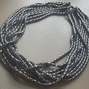 Multi-Strand Hematite Beaded Necklace - Elegant Dark Metallic Necklace